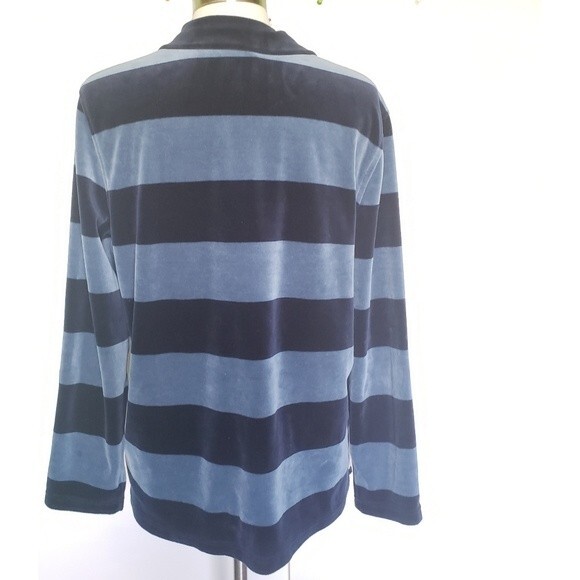 LAUREN RL Super Soft PullOver Blue Striped Hoodie - Picture 7 of 12